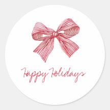 Simple Red Candy Stripe Bow Joyeuses vacances