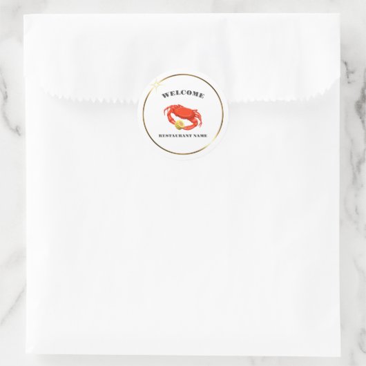 Sticker Rond Simple Red cri maïs fruits de mer Nom du logo du r (Sac)