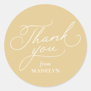 Sticker Rond Simple remerciement de baby shower jaune et blanc