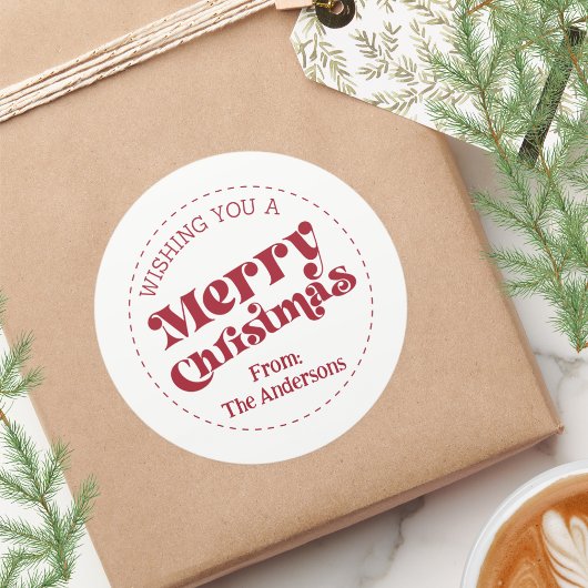 Sticker Rond Simple rétro moderne Noël Grand