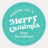 Sticker Rond Simple rétro Turquoise Noël Grand (Devant)