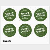 Sticker Rond Simple Retro Vert Noël Grand (Feuille)