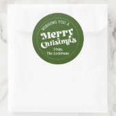 Sticker Rond Simple Retro Vert Noël Grand (Sac)