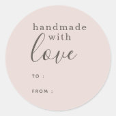Sticker Rond Simple Rose Fait à la Main avec Amour (Devant)