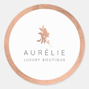 Sticker Rond Simple Rose Gold Florale Luxe Boutique