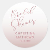 Sticker Rond Simple Rose Gold Gradient Bridal Shower  (Devant)