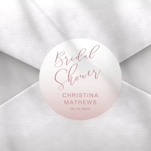 Sticker Rond Simple Rose Gold Gradient Bridal Shower 