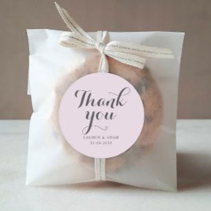 Sticker Rond Simple Rose Pâle Merci Mariage