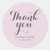 Sticker Rond Simple Rose Pâle Merci Mariage (Devant)