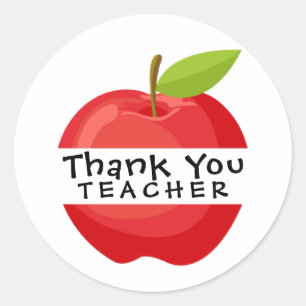 Sticker Rond Simple Rouge Merci enseignant Editable
