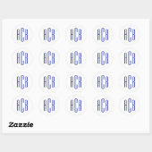 Sticker Rond Simple Royal Bleu trois lettres Monogramme (Feuille)