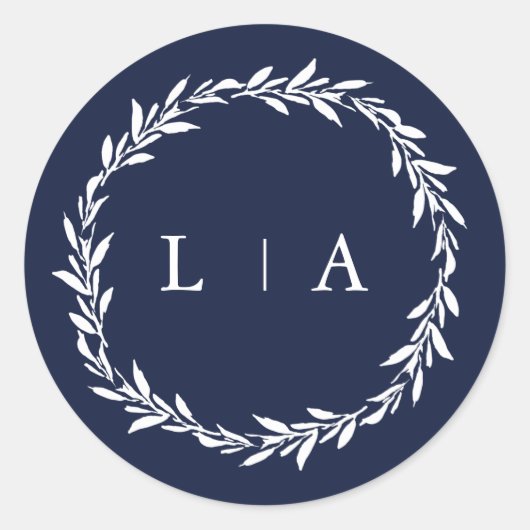 Sticker Rond Simple Rustique Marine Bleu Vert moderne (Devant)