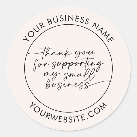 Sticker Rond Simple Script Manuscrit de Remerciement Client (Devant)