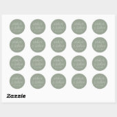 Sticker Rond Simple Script Mariage personnalisé vert sauge (Feuille)