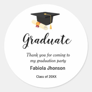 Sticker Rond Simple script Merci fête de graduation Classique