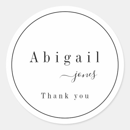 Sticker Rond Simple Script Modern Luxe merci (Devant)