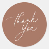 Sticker Rond Simple Sienna Rust Calligraphie Script Merci (Devant)