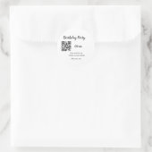 Sticker Rond Simple site de fête d'anniversaire code-barres QR  (Sac)