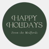 Sticker Rond Simple Style Happy Holidays | Nom | Vert (Devant)