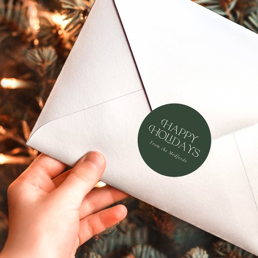 Sticker Rond Simple Style Happy Holidays | Nom | Vert