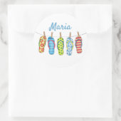 Sticker Rond Simple Summer Beach Flip Flops Moderne Amusement (Sac)