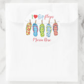 Sticker Rond Simple Summer Beach Flip Flops Moderne Amusement (Sac)