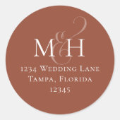 Sticker Rond Simple Terracotta Monogram Adresse de retour (Devant)