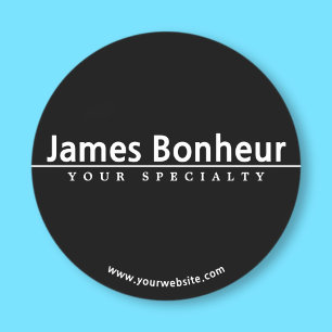 Sticker Rond Simple texte blanc moderne sur fond noir