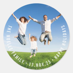 Sticker Rond Simple Texte Cercle Minimaliste Moderne Photo de V