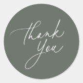 Sticker Rond Simple Thyme Green Calligraphie Script Merci (Devant)