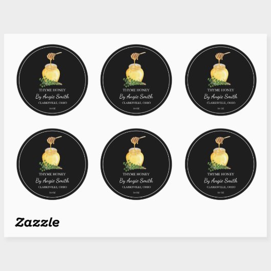 Sticker Rond Simple Thyme Infused Honey Label (Feuille)