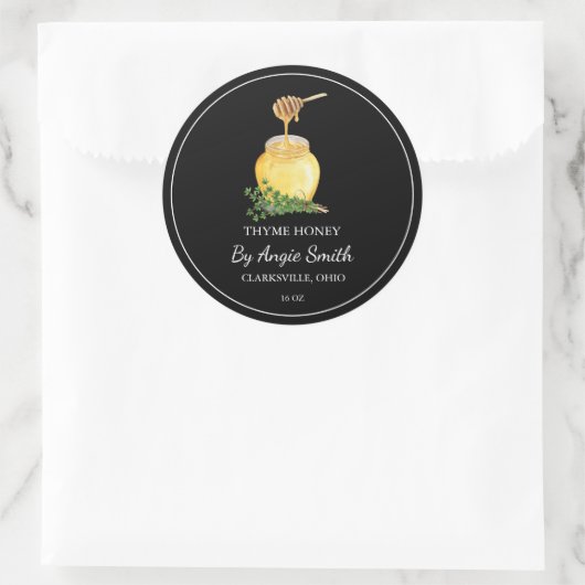 Sticker Rond Simple Thyme Infused Honey Label (Sac)
