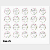 Sticker Rond Simple, tropical, floral, douche de mariée (Feuille)