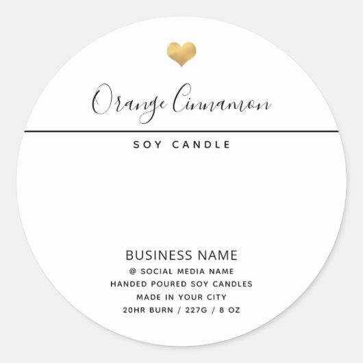 Sticker Rond Simple typographie luxueuse moderne blanche cl (Devant)