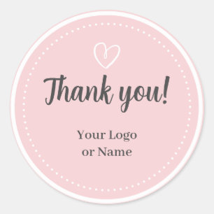 Sticker Rond Simple typographie minimaliste Blush Pink Merci