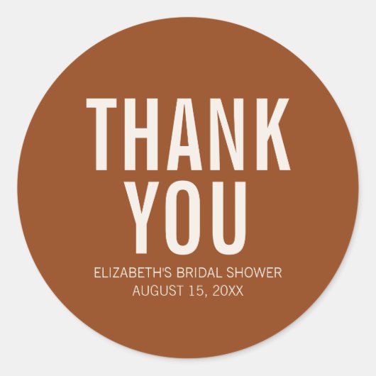 Sticker Rond Simple Typographie Terracotta pour Remerciements d (Devant)