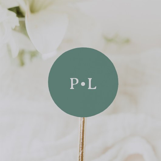 Sticker Rond Simple Vert Sauge | Monogramme Élégant