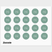 Sticker Rond Simple Vert Sauge | Monogramme Élégant (Feuille)