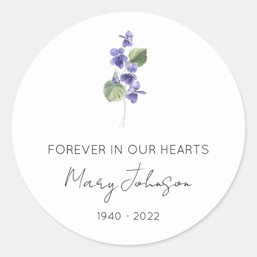Sticker Rond Simple Violet Mémorial (Devant)
