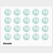 Sticker Rond Simple Watercolor Monogram (Feuille)