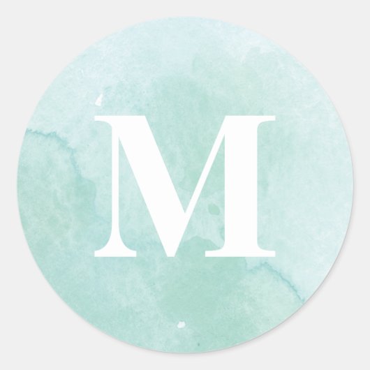 Sticker Rond Simple Watercolor Monogram (Devant)