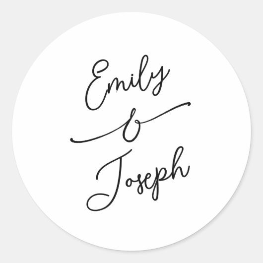 Sticker Rond Simple Whimsical Handwritten Wedding (Devant)
