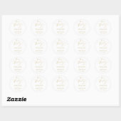 Sticker Rond Simple White Gold Modern Script Mariage (Feuille)