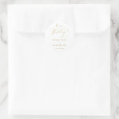 Sticker Rond Simple White Gold Modern Script Mariage (Sac)