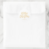 Sticker Rond Simple White Gold Script Joyeux Noël (Sac)
