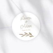 Sticker Rond Simple White & Gold Script Wedding