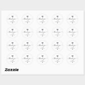 Sticker Rond Simple White Wedding Silver (Feuille)