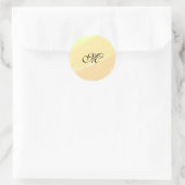 Sticker Rond simple yellow watercolor lines add your monogragra (Sac)