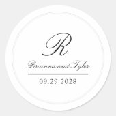 Sticker Rond Simplement élégant Mariage classique Monogram Clas (Devant)