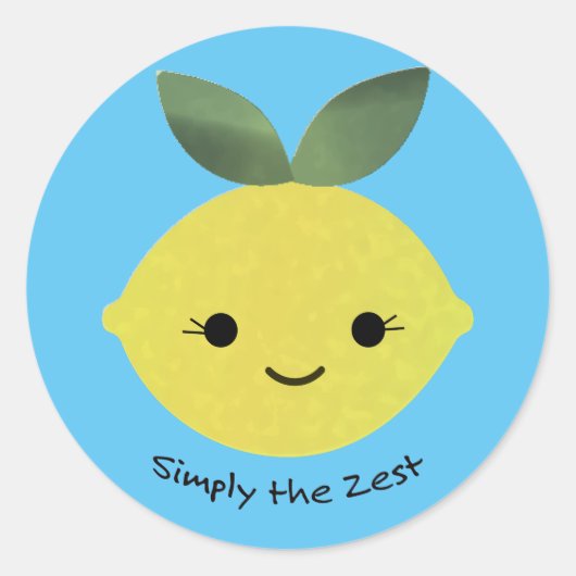 Sticker Rond Simplement le Zest Cute Kawaii Lemon (Devant)